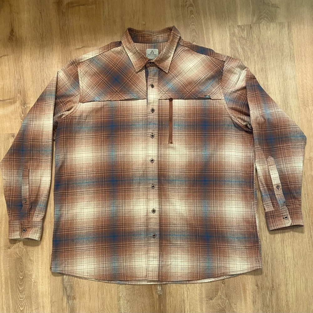 Men’s Ascend Flannel Plaid Shirt Long Sleeve Button Up Casual 2XLT